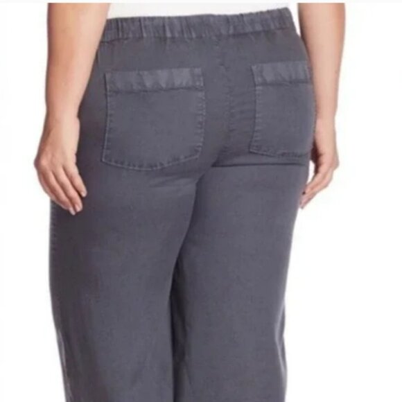 Susina Tencel Lyocell Raw Hem Wide Leg Pants in Ebony Gray Lounge Cropped XS - Picture 3 of 14